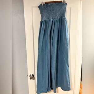 SHEIN Curve Denim Blue Textured Jumpsuit (2XL)